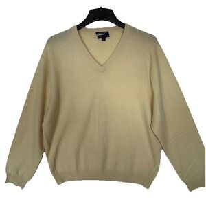 Club Room Fine 100% Cashmere Sweater Mens V Neck Pullover Long Sleeves Yellow XL